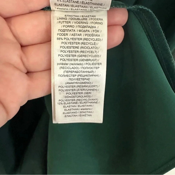 Lauren Ralph Lauren Chiffon One Shoulder Bow Forest Green Dress Sz 14 NWT - Picture 12 of 15